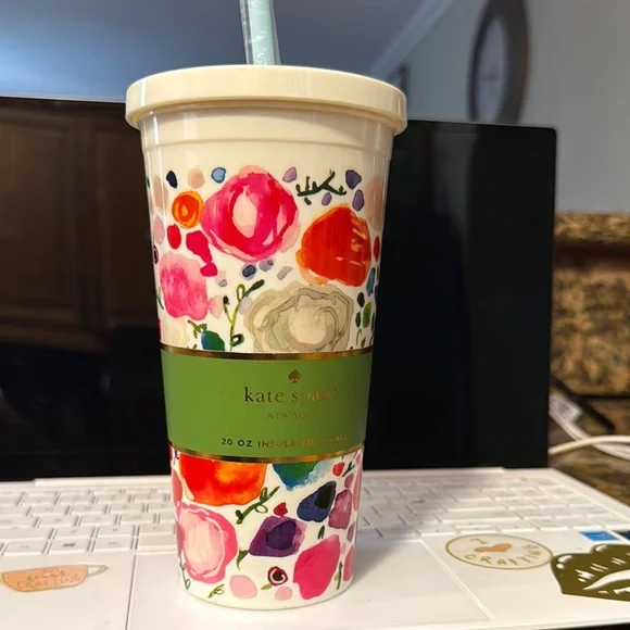 Kate Spade Floral Tumbler with Straw - Picture 1 of 3